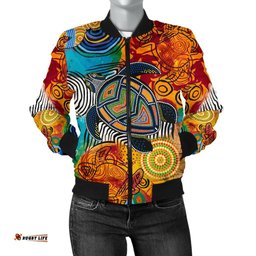 Aboriginal Women's Bomber Jacket - Turtle Indigenous Art