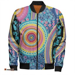 Amazing Aussie Australia Aboriginal Dots Pattern And Vivid Pastel Colours Bomber Jacket