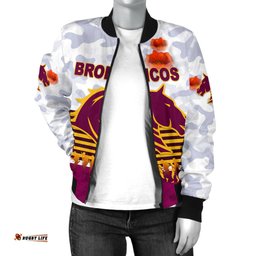 Brisbane Broncos Women's Bomber Jacket Anzac Day Simple Style - White