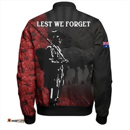 Amazing Aussie Australia Anzac Day Lest We Forget Soldier Stencil Art Bomber Jacket