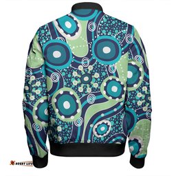 Amazing Aussie Australia Aboriginal Blue Aboriginal Dot Art Inspired Bomber Jacket