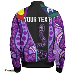 Amazing Aussie Australia Aboriginal Custom Purple Indigenous Rainbow Serpent Inspired Bomber Jacket