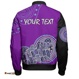 Amazing Aussie Australia Aboriginal Custom Purple Rainbow Serpent Dreaming Inspired Bomber Jacket