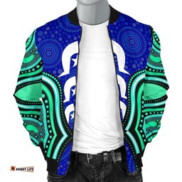 Torres Strait Men's Bomber Jacket - Torres Strait Symbol And Aboriginal Patterns