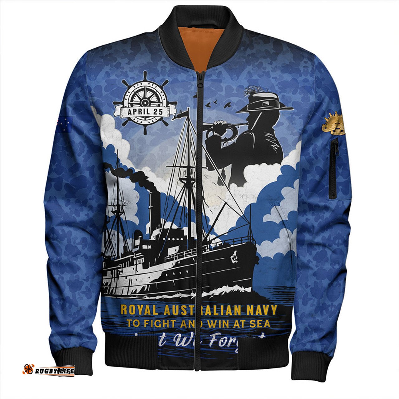 Amazing Aussie Australia Anzac Day Royal Australian Navy Camouflage Style Bomber Jacket