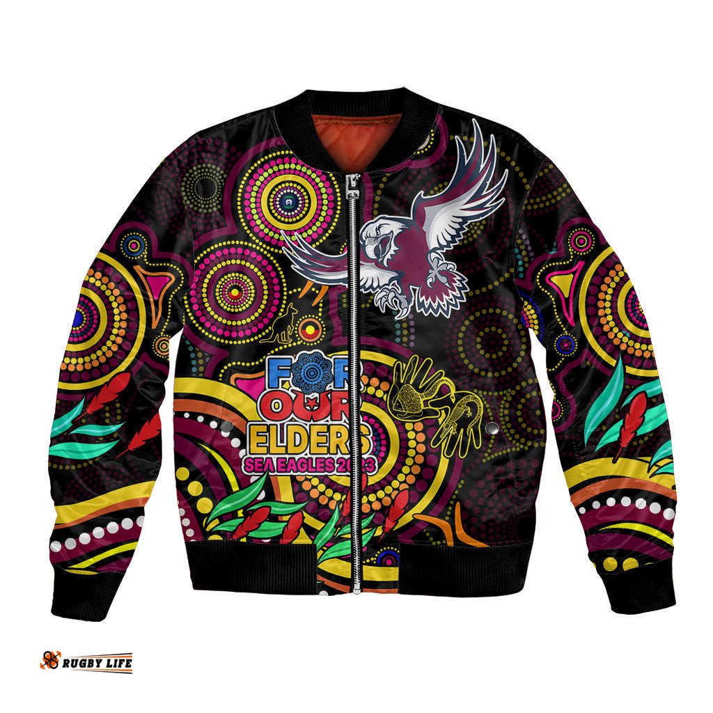 Sea Eagles Rugby Aboriginal Art Bomber Jacket NAIDOC Indigenous Tribal