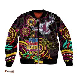 Sea Eagles Rugby Aboriginal Art Bomber Jacket NAIDOC Indigenous Tribal