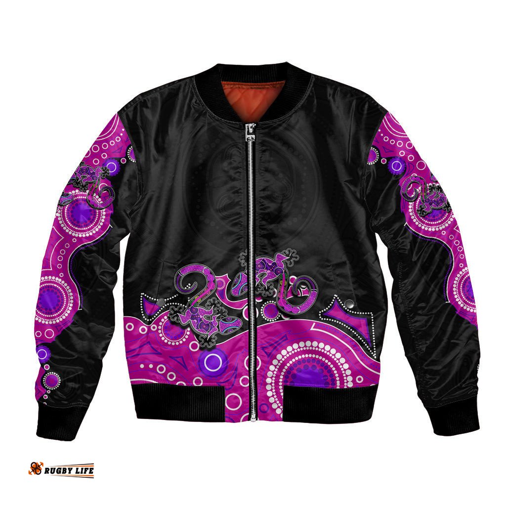 Australia Aboriginal Bomber Jacket Lizard Pink