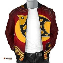 Men's Bomer Jacket -Aboriginal Dot Patterns Fish