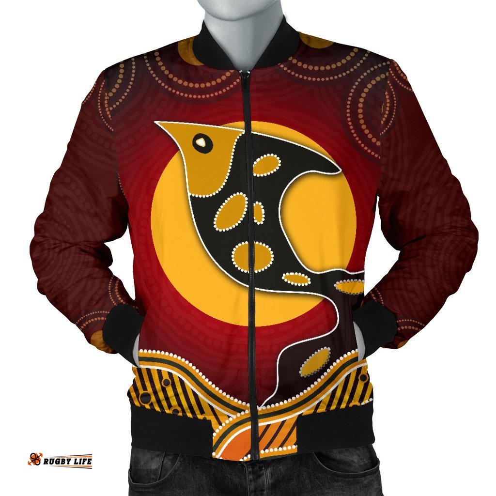 Men's Bomer Jacket -Aboriginal Dot Patterns Fish
