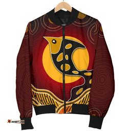 Men's Bomer Jacket -Aboriginal Dot Patterns Fish