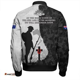 Amazing Aussie Australia Anzac Day Lest We Forget Black Grunge Style Bomber Jacket