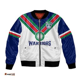 Personalised Warriors Rugby Bomber Jacket New Zealand Sporty White Style