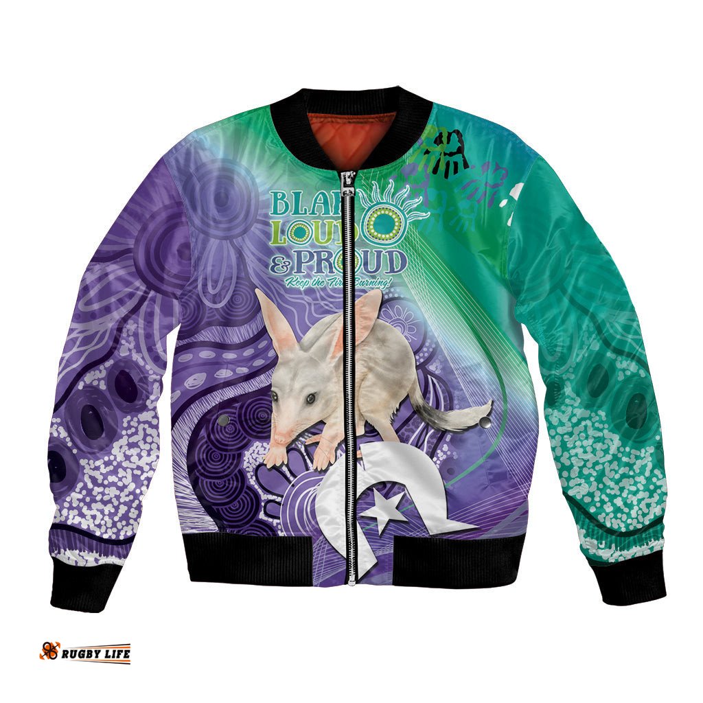 Vivid Bilby NAIDOC 2024 Bomber Jacket Macrotis Aboriginal Art Style