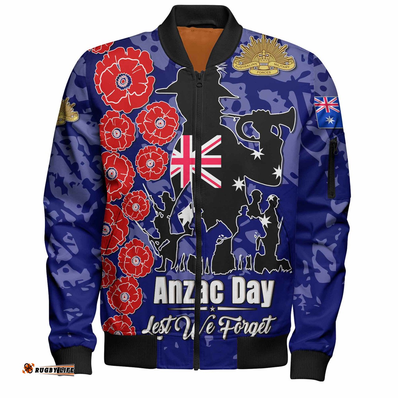 Amazing Aussie Australia Anzac Custom Lest We Forget Blue Style Bomber Jacket