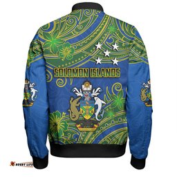 Amazing Aussie Australia South Sea Islanders Solomon Islands Symbol In Polynesian Patterns With Tropical Flowers Style Bomber Jacket