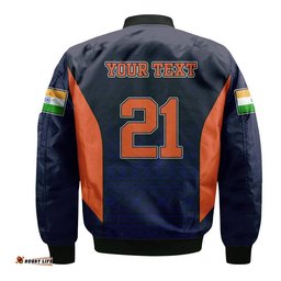 Custom Personalised India National Cricket Team Bomber Jacket Men In Blue Sports Style