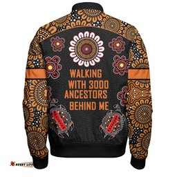 Amazing Aussie Australia Aboriginal Walking with 3000 Ancestors Behind Me Black and Orange Patterns Bomber Jacket