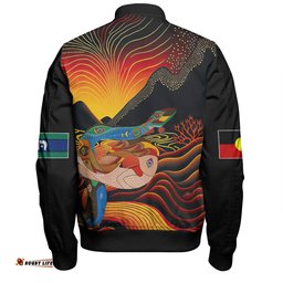 Amazing Aussie Australia Aboriginal Custom Rainbow Serpent In Aboriginal Dreaming Art Inspired Bomber Jacket