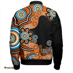 Amazing Aussie Australia Aboriginal Indigenous Dot Painting Orange Bomber Jacket