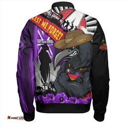 Amazing Aussie Adelaide Crows ANZAC Day Honor Purple Valor And Spirit Bomber Jacket