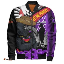 Amazing Aussie Adelaide Crows ANZAC Day Honor Purple Valor And Spirit Bomber Jacket