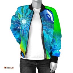 Women's Bomber Jacket - Torres Strait Islanders Flag with Aboriginal Patterns Jacket