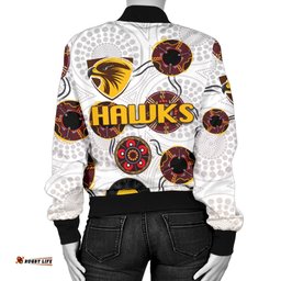 Hawthorn Women's Bomber Jacket Hawks Indigenous - White
