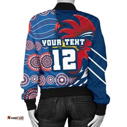 Custom Personalised Australia Roosters Women's Bomber Jacket Three Tiles Style