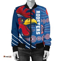 Custom Personalised Australia Roosters Women's Bomber Jacket Three Tiles Style