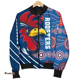 Custom Personalised Australia Roosters Women's Bomber Jacket Three Tiles Style