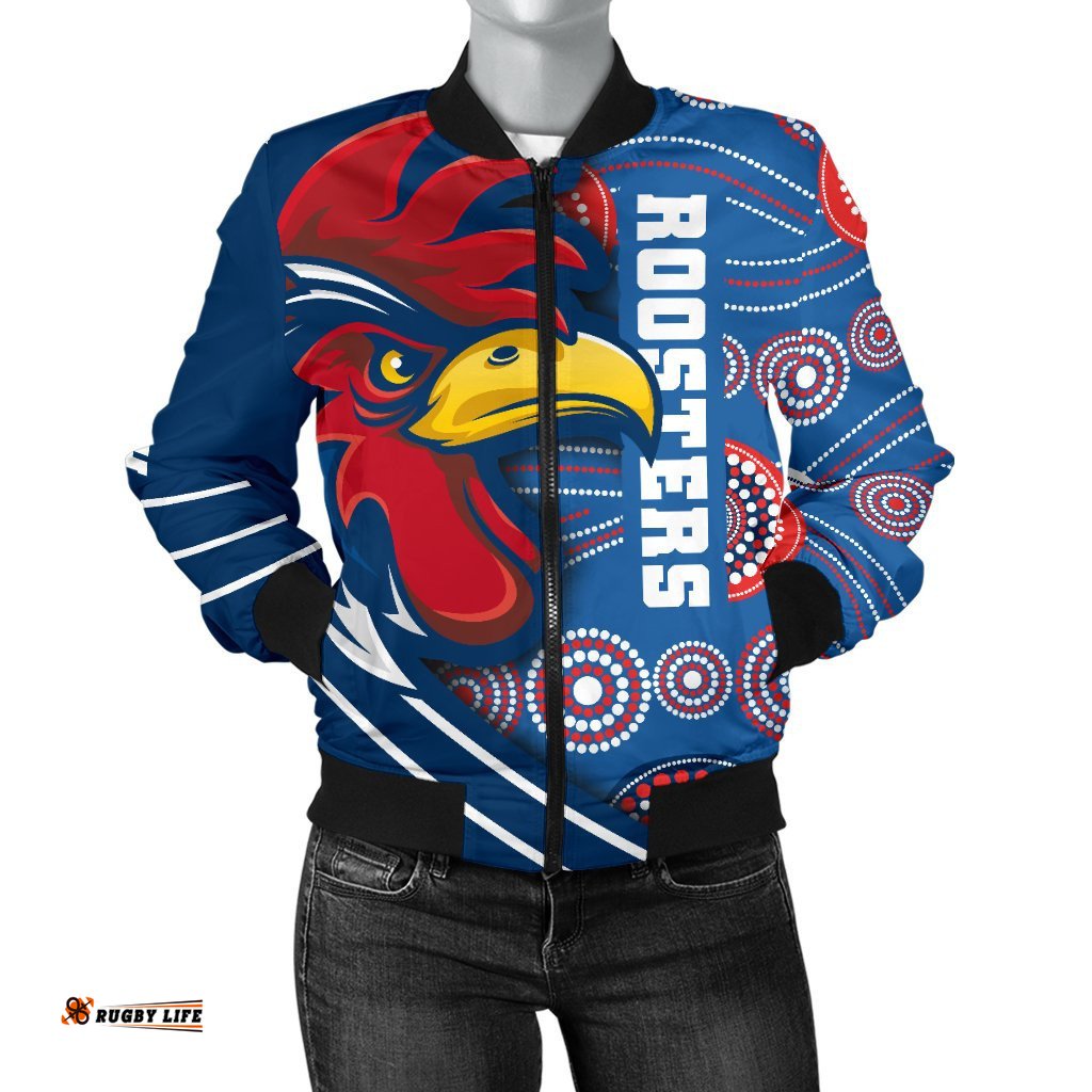 Custom Personalised Australia Roosters Women's Bomber Jacket Three Tiles Style