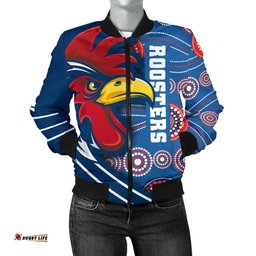 Custom Personalised Australia Roosters Women's Bomber Jacket Three Tiles Style