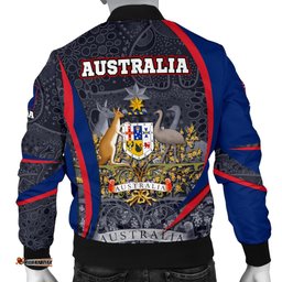 Aboriginal Bomber Jacket Men, Australian Coat of Arms - Aussie Spirit