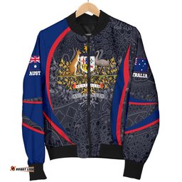 Aboriginal Bomber Jacket Men, Australian Coat of Arms - Aussie Spirit