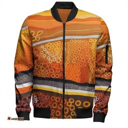 Amazing Aussie Australia Aboriginal Abstract Theme Of Australian Indigenous Aboriginal Art Bomber Jacket