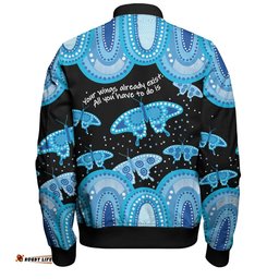 Amazing Aussie Australia Aboriginal Blue Butterflies Art Inspired Bomber Jacket