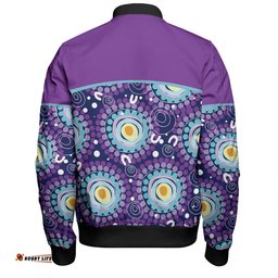 Amazing Aussie Australia Aboriginal Custom Purple Abstract Seamless Pattern With Aboriginal Inspired Bomber Jacket