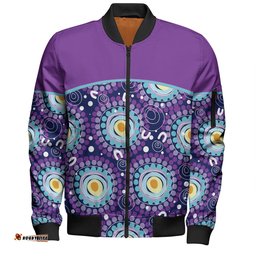 Amazing Aussie Australia Aboriginal Custom Purple Abstract Seamless Pattern With Aboriginal Inspired Bomber Jacket