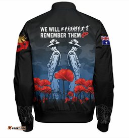 Amazing Aussie Australia Anzac Day Anzac Day Soldier We Will Remember Them Blue Bomber Jacket