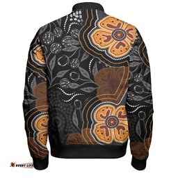 Amazing Aussie Australia Aboriginal Aboriginal Dot Art With Bush Flowers Bomber Jacket