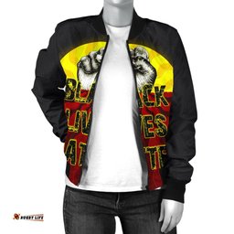 Women's Bomber Jacket, Aboriginal Black Lives Matter Sun Dot Painting