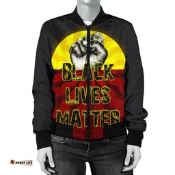 Women's Bomber Jacket, Aboriginal Black Lives Matter Sun Dot Painting