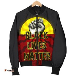 Women's Bomber Jacket, Aboriginal Black Lives Matter Sun Dot Painting