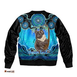 Personalised Australia Cancer Koala Zodiac Bomber Jacket Auz Astrology Aboriginal - Aqua