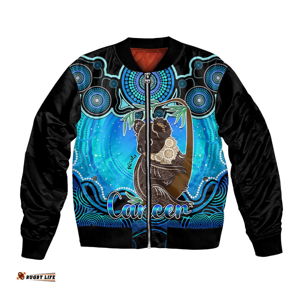 Personalised Australia Cancer Koala Zodiac Bomber Jacket Auz Astrology Aboriginal - Aqua