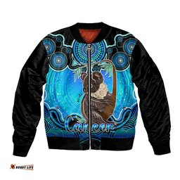 Personalised Australia Cancer Koala Zodiac Bomber Jacket Auz Astrology Aboriginal - Aqua