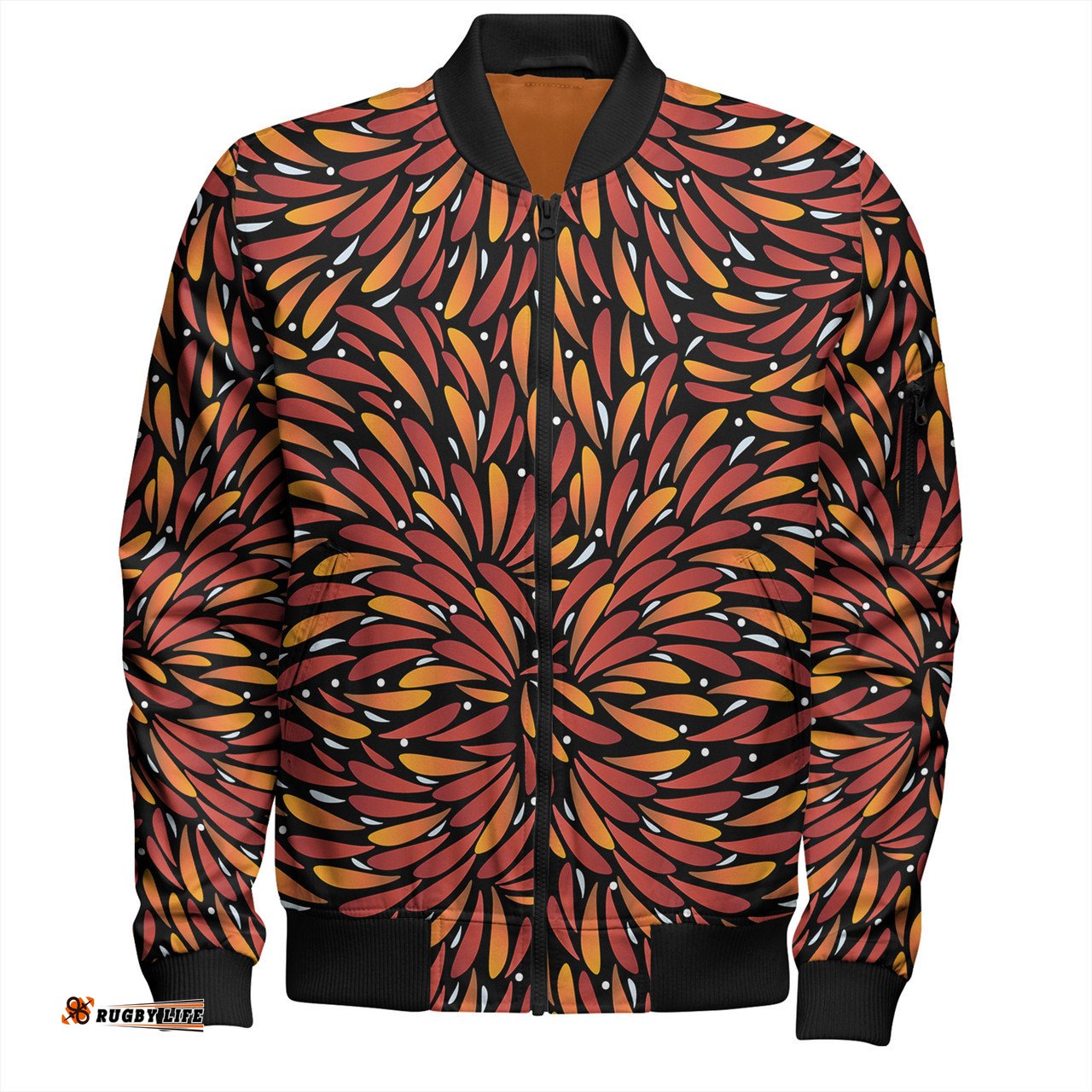 Amazing Aussie Australia Aboriginal Aboriginal Bush Leaves Seamless Texture Bomber Jacket
