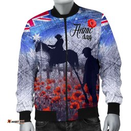 Anzac Day Men's Bomber Jacket - Lest We Forget Vintage Poppies