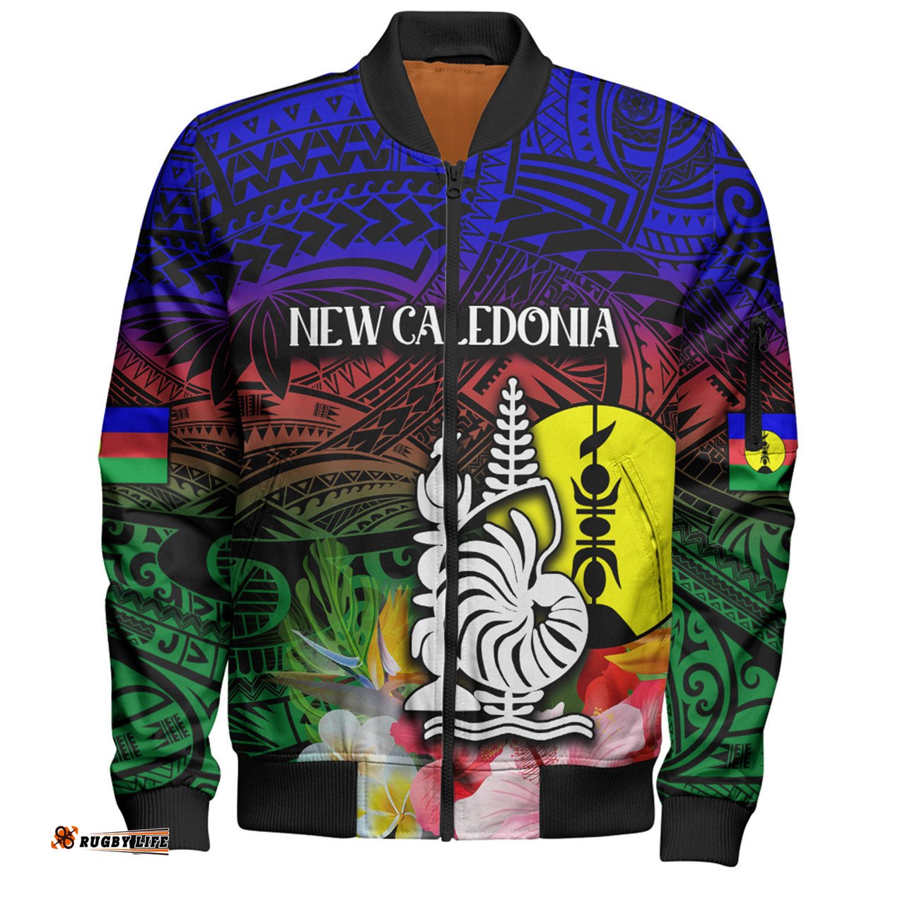 Amazing Aussie Australia South Sea Islanders I'm New Caledonian In Polynesian Style With Tropical Hibiscus Flowers Bomber Jacket